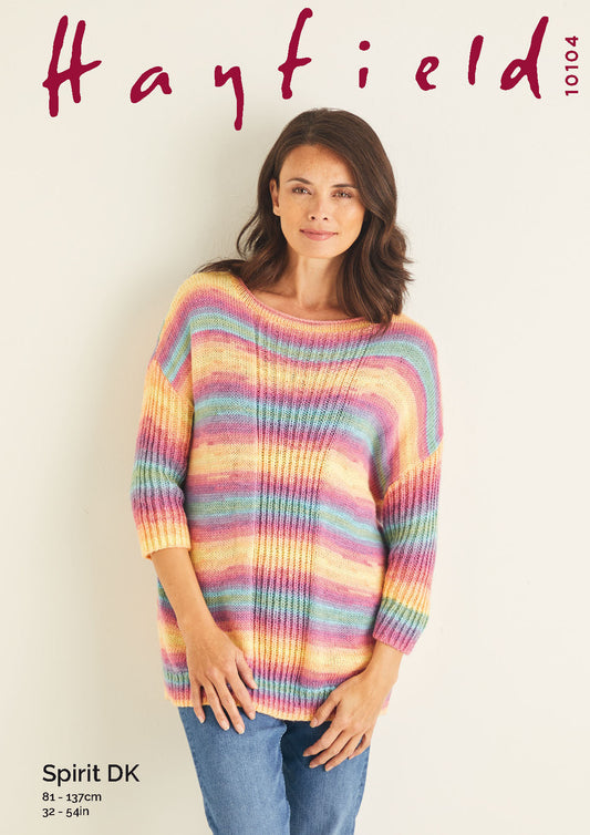Hayfield Spirit DK Knitting Pattern for Sweater